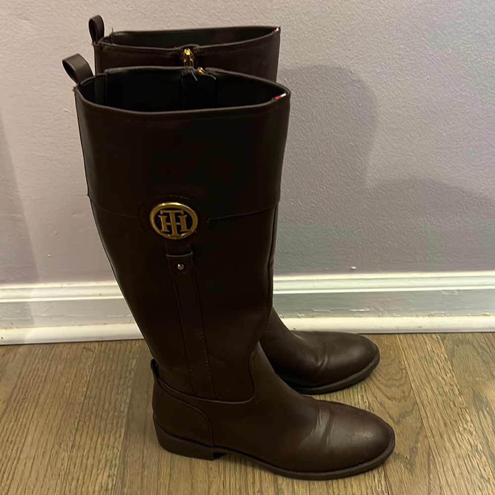 Brown knee high Tommy Hilfiger boots